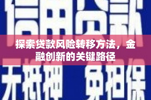 涉县探索贷款风险转移方法，金融创新的关键路径